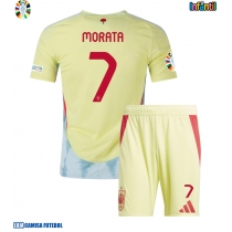 Camisa de Futebol Espanha Alvaro Morata #7 Equipamento Secundário Infantil Europeu 2024 Manga Curta (+ Calças curtas)